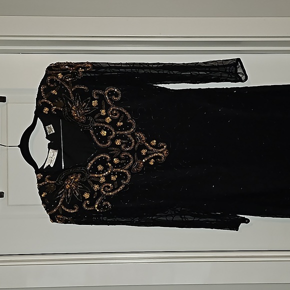 Laurence Kazar Womens Dress Vtg Sz S Beaded Black Silk Evening Zipper VG… - Picture 2 of 16